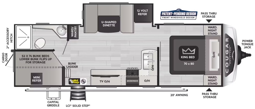 2024 KEYSTONE COUGAR 1/2 TON 25DBSWE, , floor-plans-day image number 0